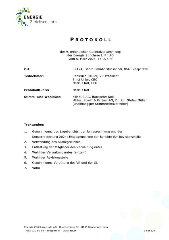 EZL GV Protokoll vom 5. Marz 2025 Seite 1